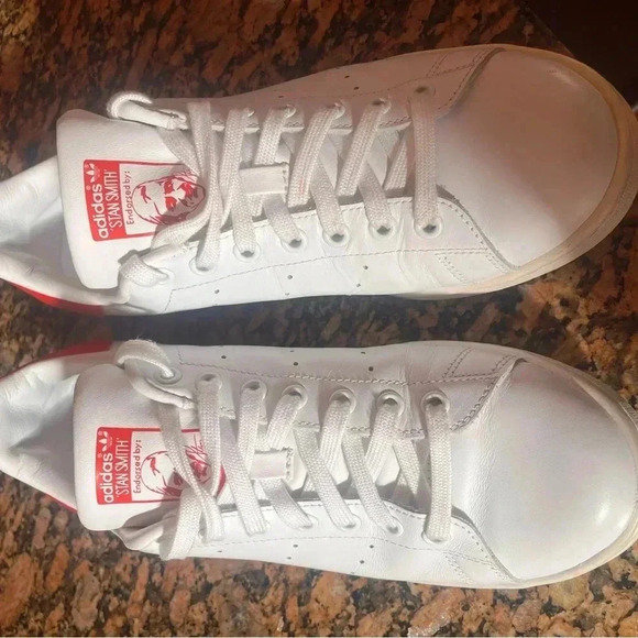 Mens Red Adidas Stan Smith - Picture 5 of 13